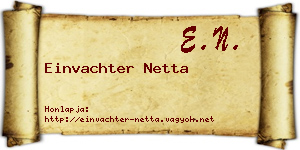 Einvachter Netta névjegykártya